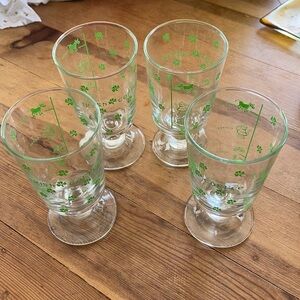 Vintage Irish Coffee Shamrock Recipe Glasses x 4